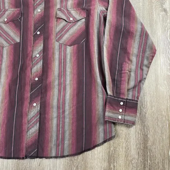 Frontier Pearl Snap Western Shirt Men's *XL* Button Up Shirt Horizontal Stripes - Picture 5 of 15